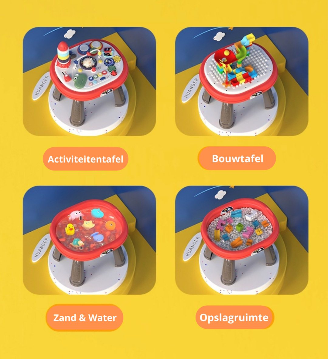 activiteitentafel met muziek, opslagruimte en bouwplaat