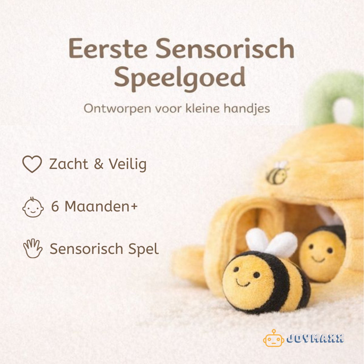 Sensorisch Pluche Bijenkorf- Baby speelgoed vanaf 6 maanden