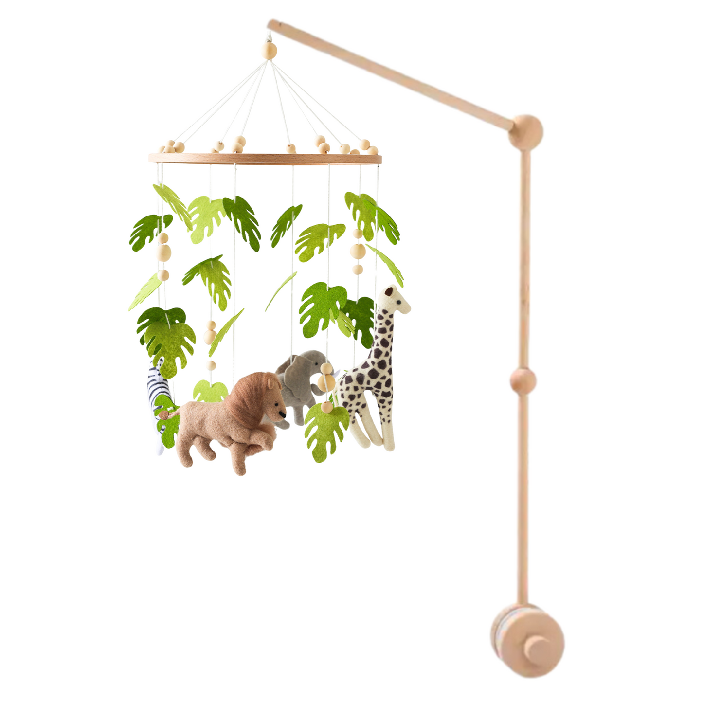 babymobiel jungle thema met houten standaard