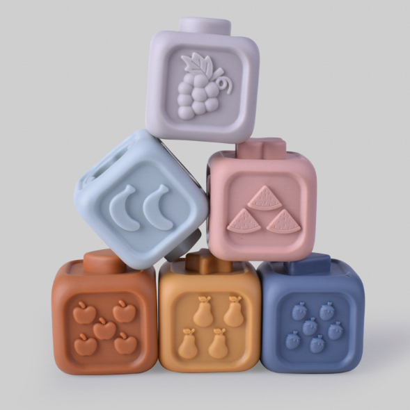 6 baby blokken met fruit 3D-patronen
