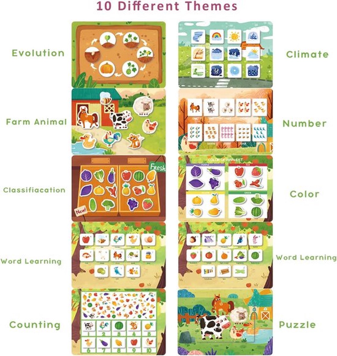 Montessori Activiteitenboek Set van 3 - Dino, Boerderij, Auto
