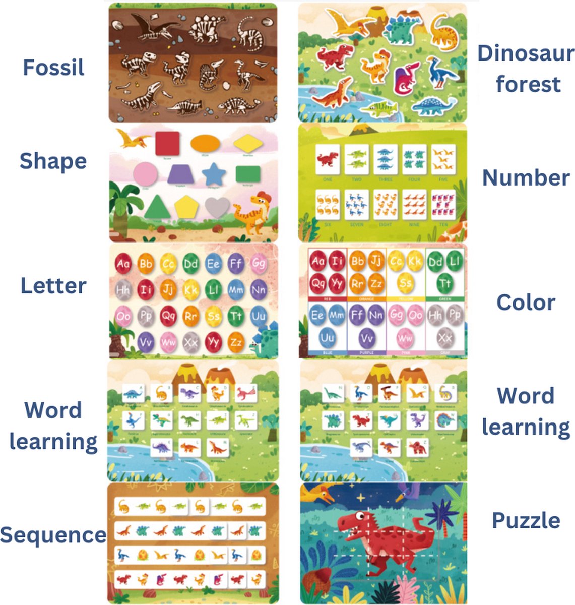 Montessori Activiteitenboek Set van 3 - Dino, Boerderij, Auto