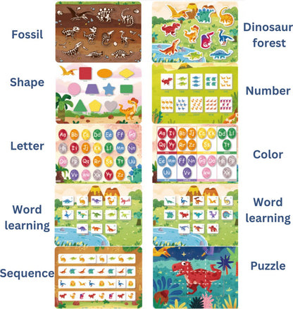 Montessori Activiteitenboek Set van 3 - Dino, Boerderij, Auto