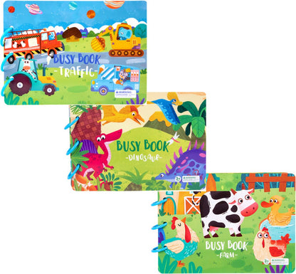 Montessori Activiteitenboek Set van 3 - Dino, Boerderij, Auto