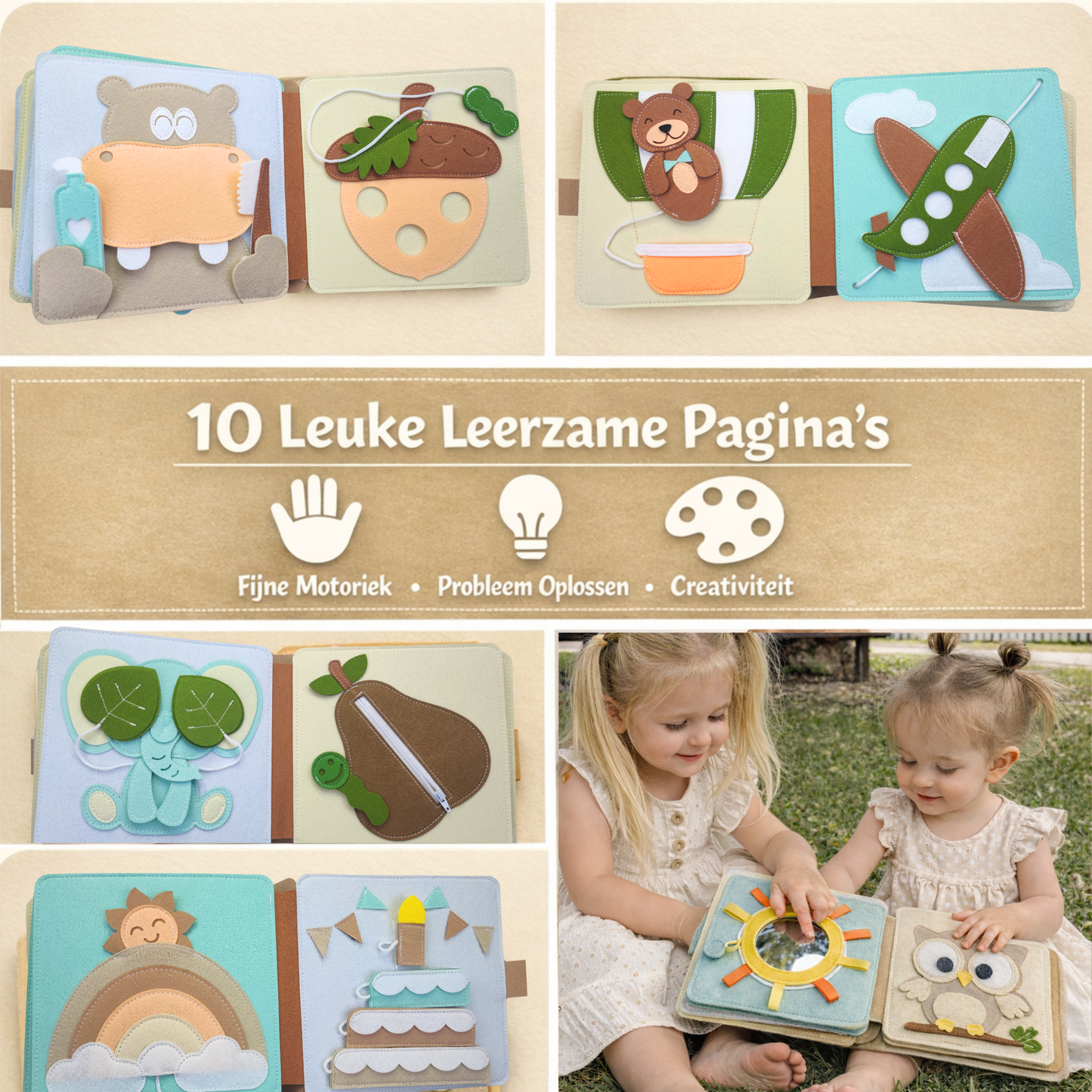 Montessori Busy Book Kiekeboe Beer - Met naam (persoonlijk cadeau)