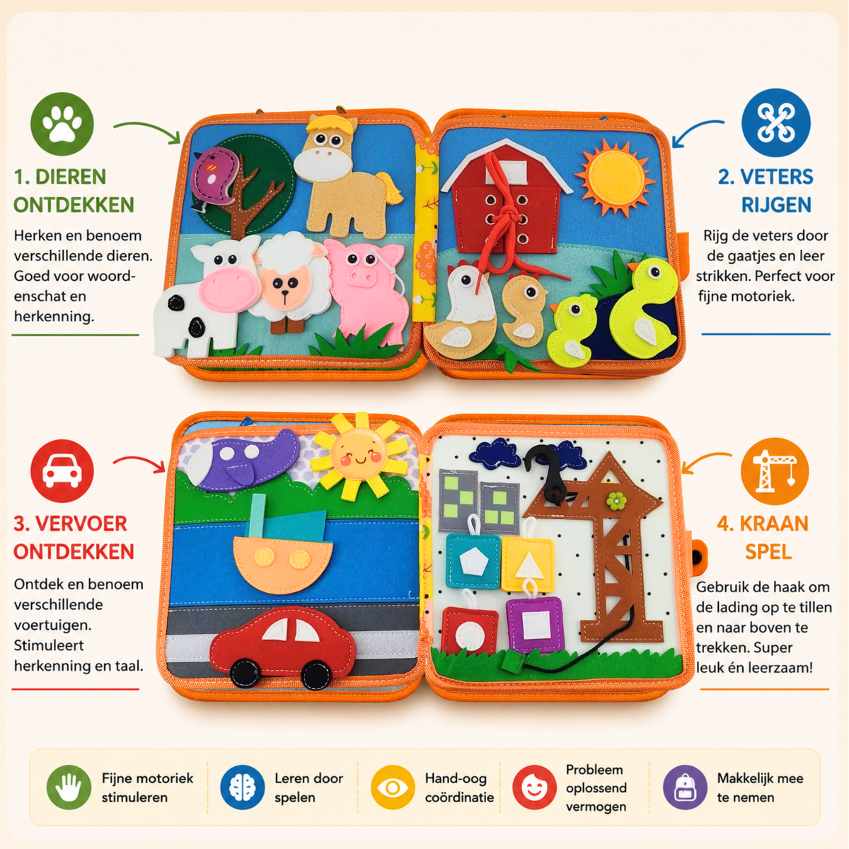 Montessori activiteitenboek Hert - Busy book van vilt