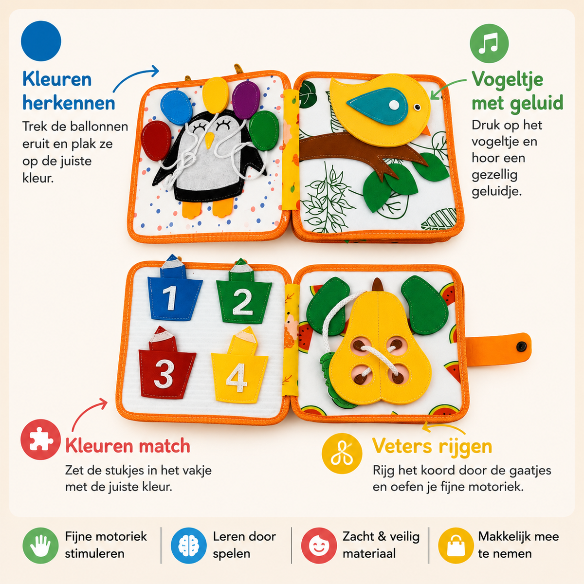Montessori activiteitenboek Hert - Busy book van vilt