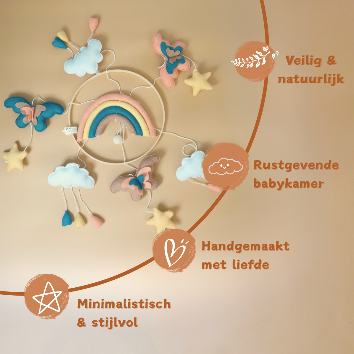 Baby Mobiel Regenboog en Vlinders