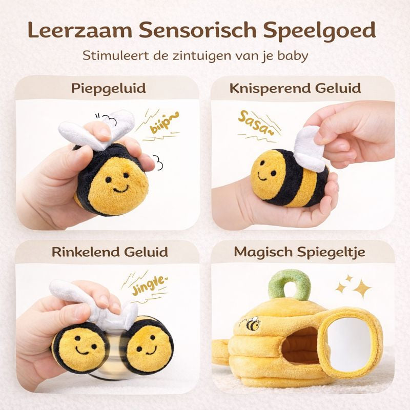 Sensorisch Pluche Bijenkorf- Baby speelgoed vanaf 6 maanden