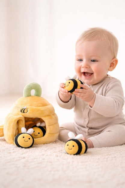 Sensorisch Pluche Bijenkorf- Baby speelgoed vanaf 6 maanden
