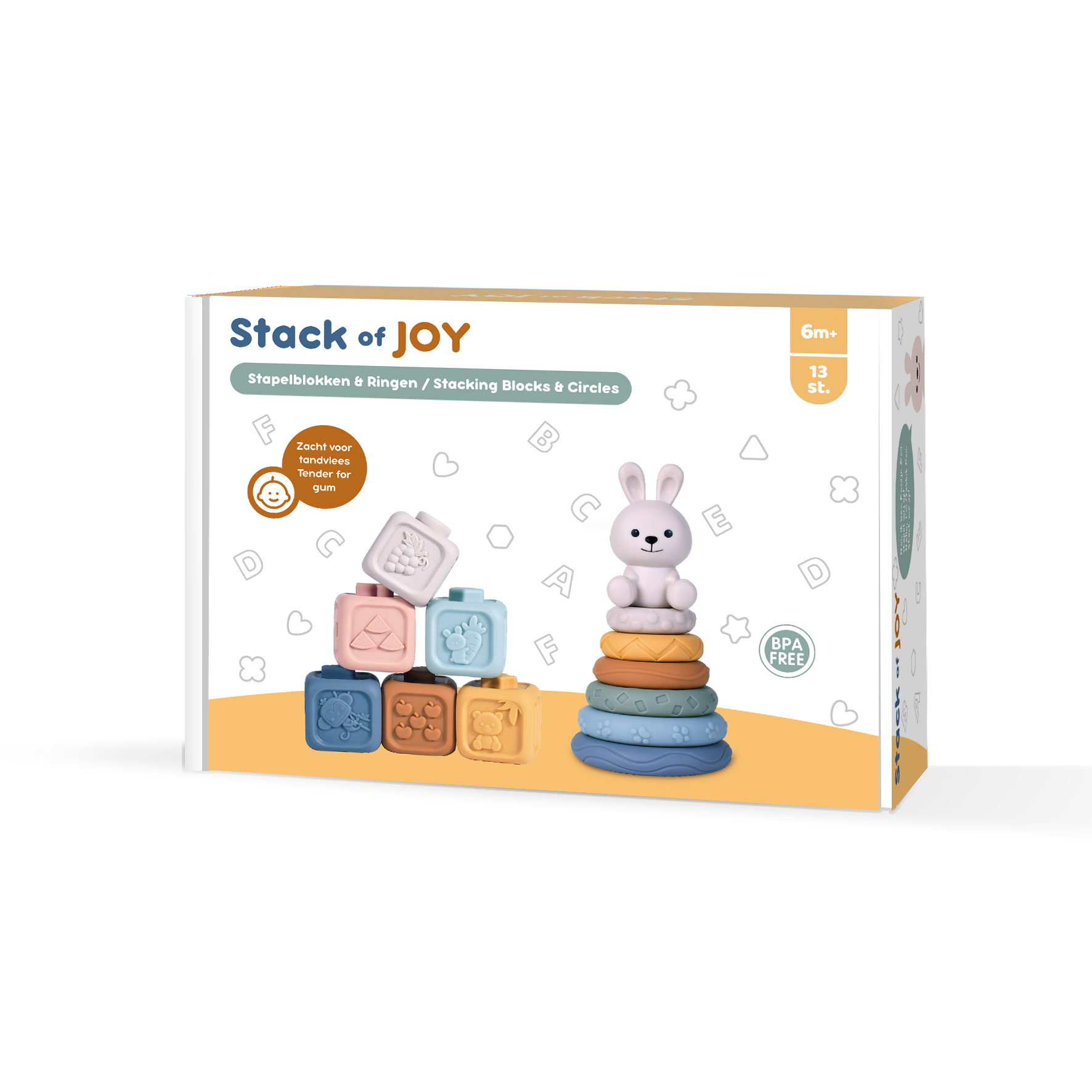 doos van stack of joy baby stapelspeelgoed 13 stuks