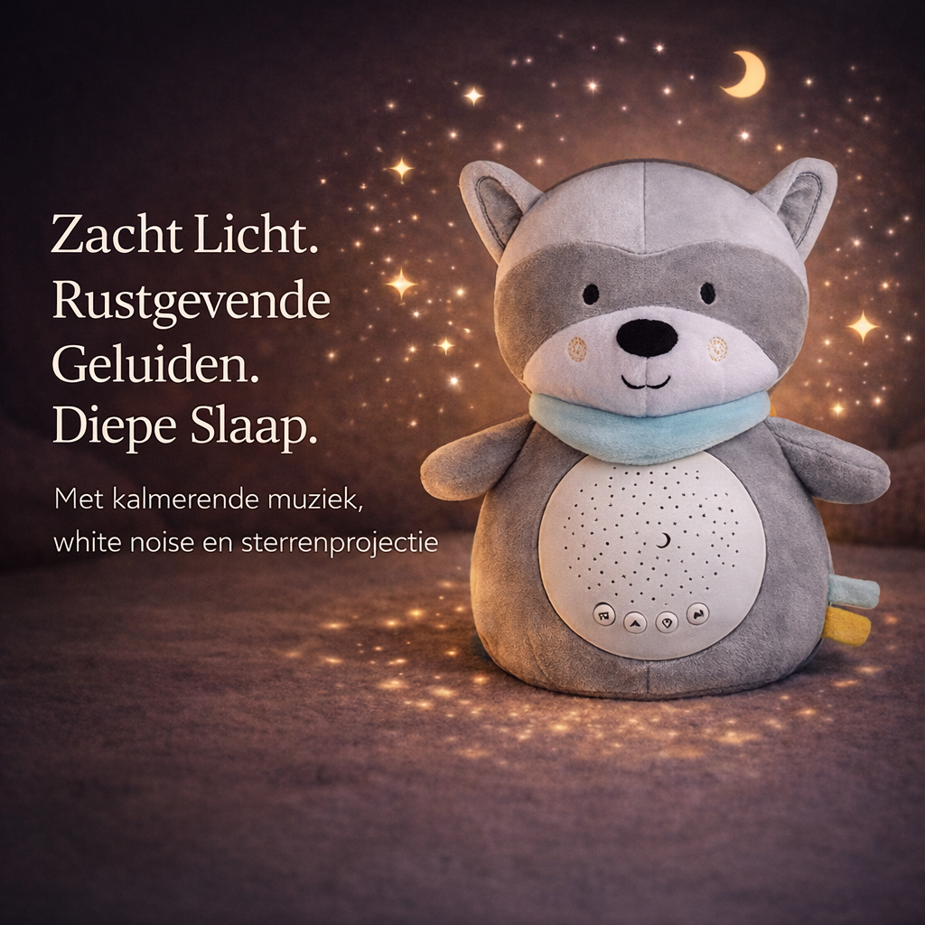 Sterrenhemel Projector Knuffel – Zacht Licht & Rustgevende Geluiden